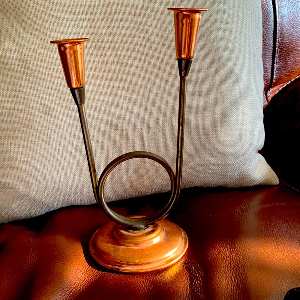 Vintage Coppercraft Guild and Brass Double Candle Holder